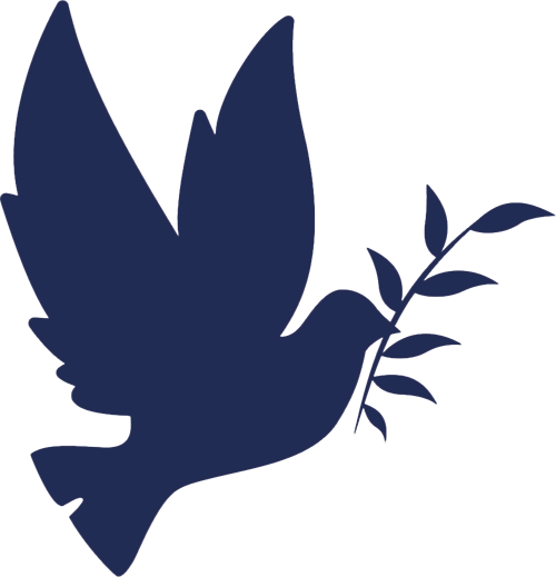 Pictogramme d'une colombe de couleur bleue représentant les pompes funèbres